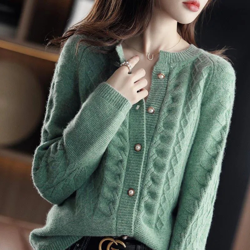 Vintage Knitted Cardigan Jacke - Wool Coat Peacoat ulasan dan harga