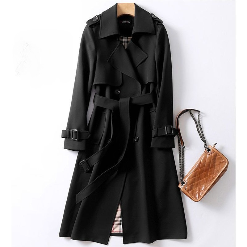 Korean Vintage Long Sleeve Mid - Wool Coat Peacoat ulasan dan harga