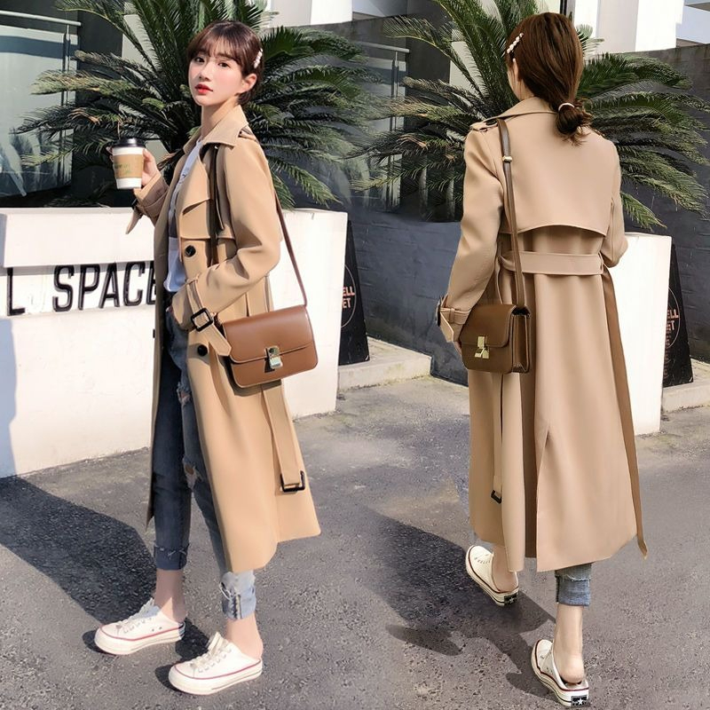 Korean Vintage Long Sleeve Mid - Wool Coat Peacoat ulasan dan harga