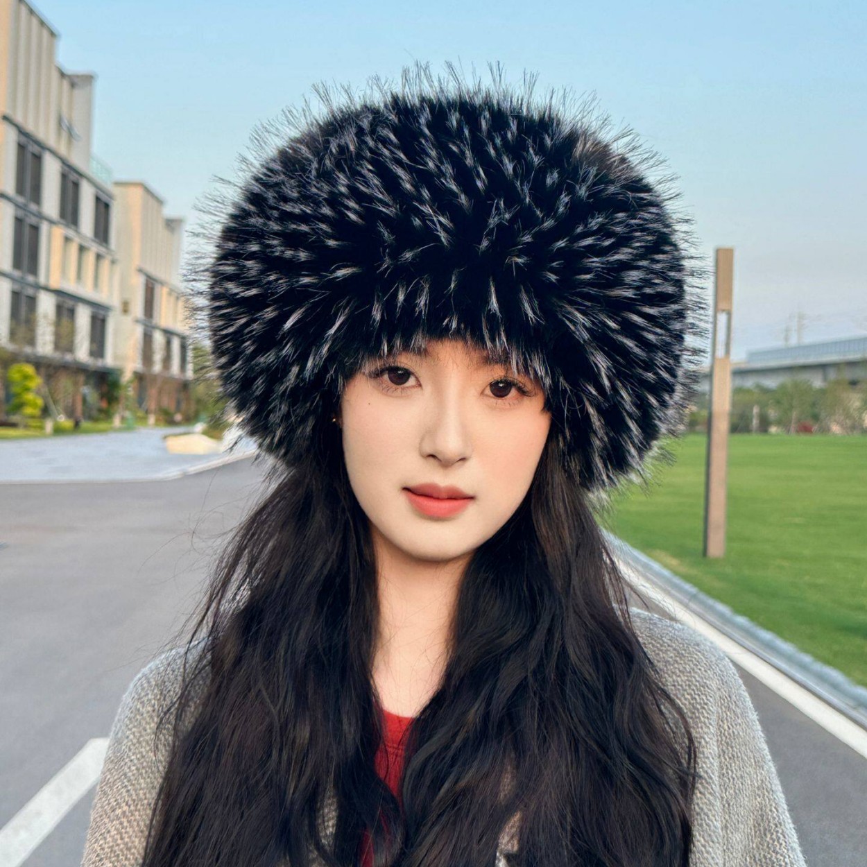 Soft Plush Faux Fox Fur Circle - Knit Beanie Hat Warm ulasan dan harga