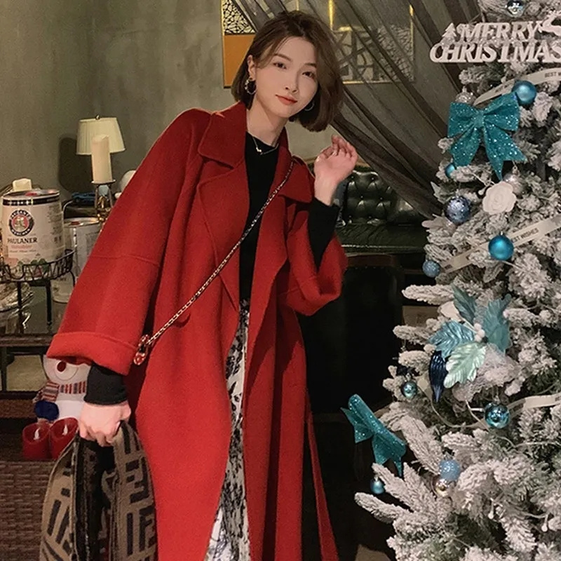 Double-sided Cashmere Big Coll - Wool Coat Peacoat ulasan dan harga