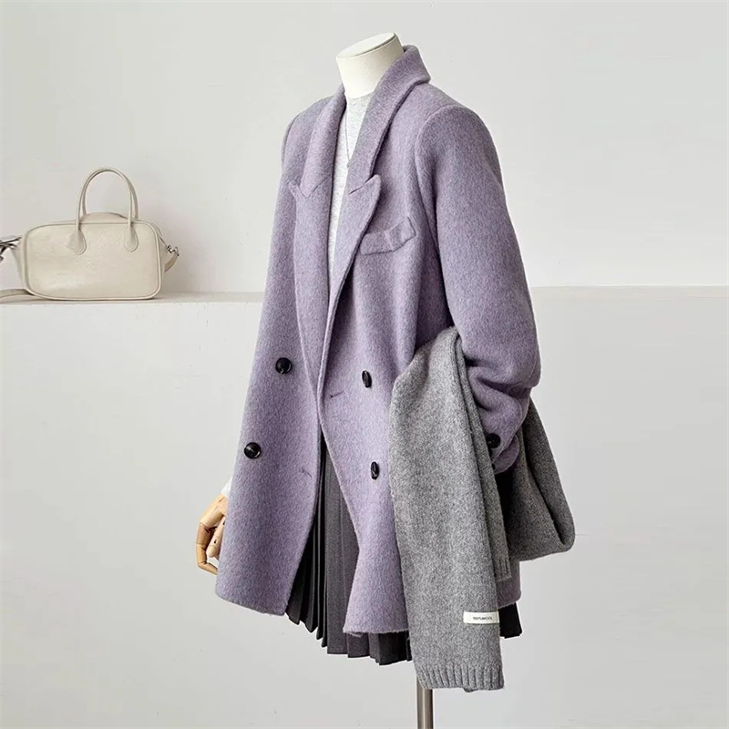 Women's Double-faced Woolen Co - Wool Coat Peacoat ulasan dan harga