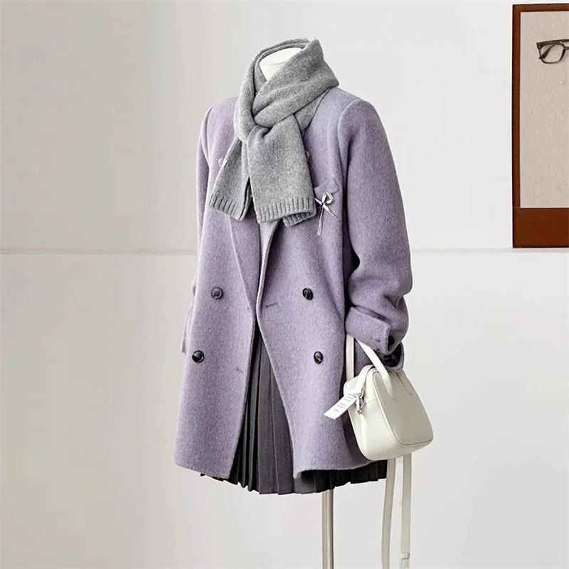 Women's Double-faced Woolen Co - Wool Coat Peacoat ulasan dan harga