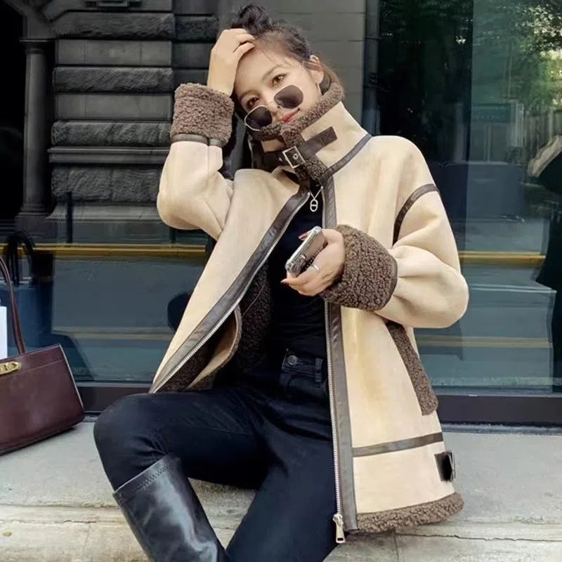 Lamb Fur Coat Female New Fall/ - Wool Coat Peacoat ulasan dan harga