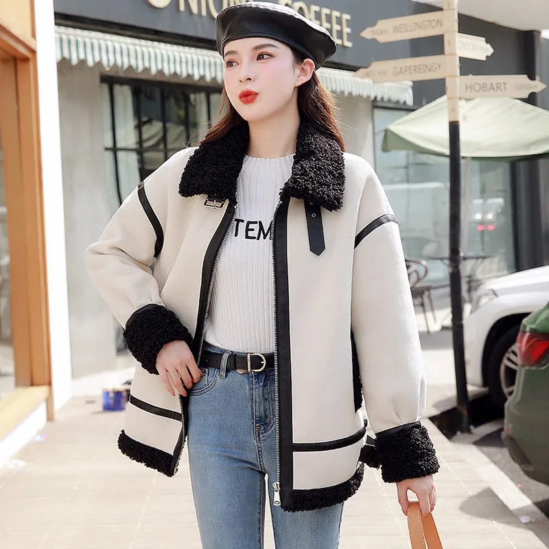 Lamb Fur Coat Female New Fall/ - Wool Coat Peacoat ulasan dan harga