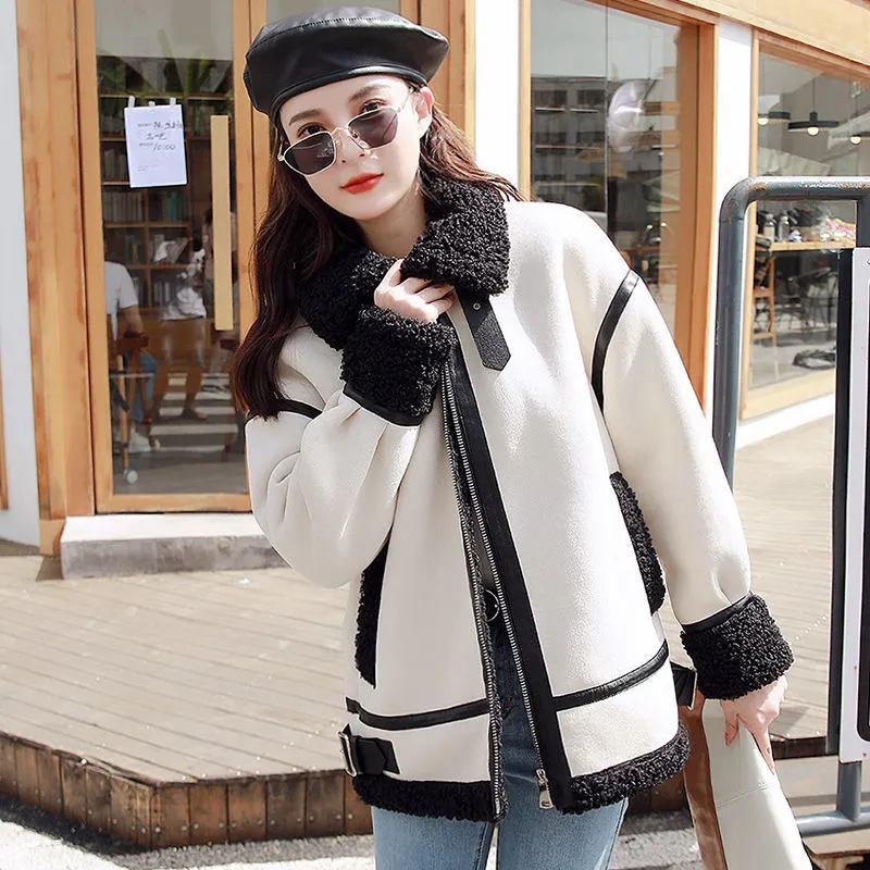 Lamb Fur Coat Female New Fall/ - Wool Coat Peacoat ulasan dan harga